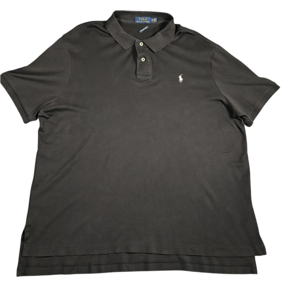 Polo Ralph Lauren Men Black Pima Soft Touch Polo Shirt Short Sleeve Sz XXL